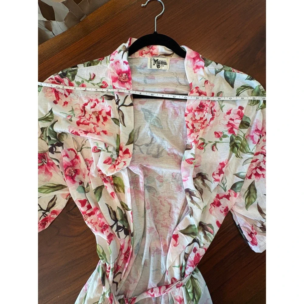 Show Me Your Mumu Floral Robe Pink White Green Wrap High Low One Size OS